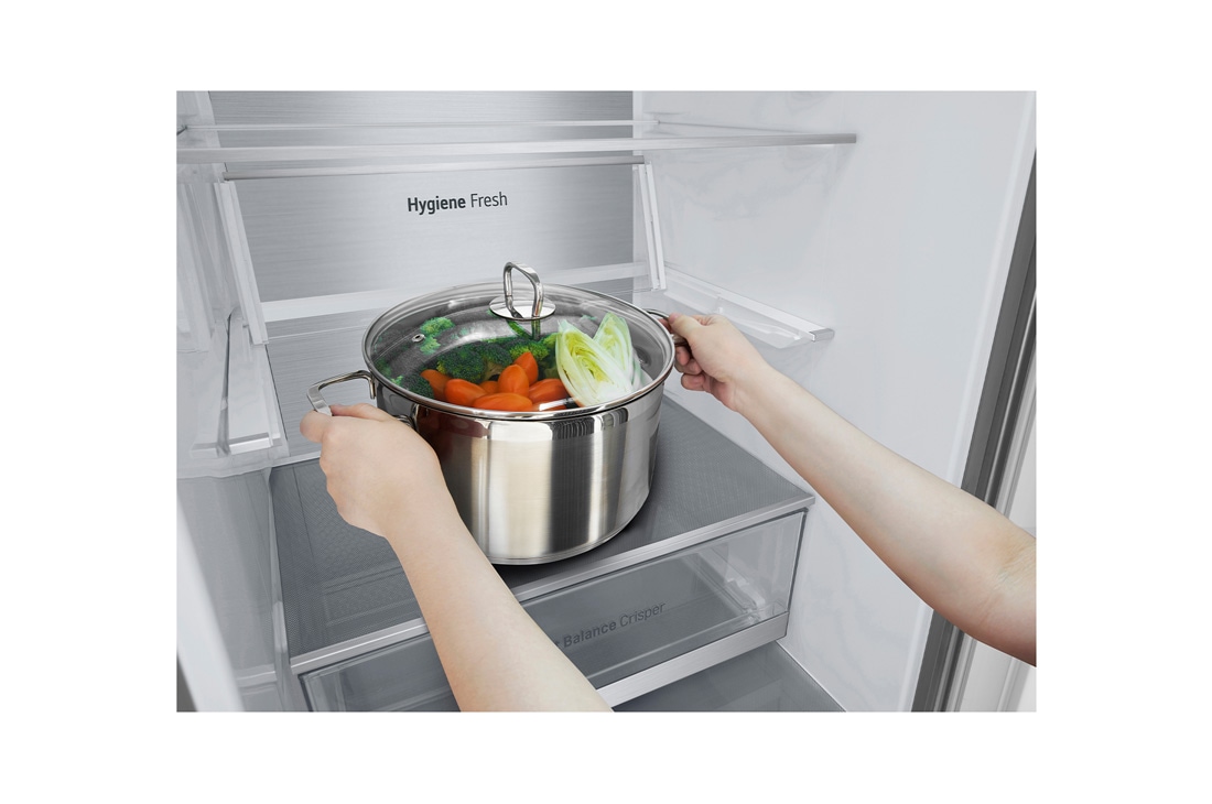 LG Холодильник LG GC-B509ANPW | 422л | DoorCooling+ | ThinQ | Серебристый, LG 422 л, Холодильник LG DoorCooling⁺ с нижней морозильной камерой, Гигиенический фильтр, Складная полка, GC-B509FNPW, GC-B509ANPW, thumbnail 4