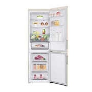 LG 377 л, Холодильник LG DoorCooling⁺ с нижней морозильной камерой, Гигиенический фильтр, Складная полка, FrontAllOpen_Food, GC-B459AEMW, thumbnail 2