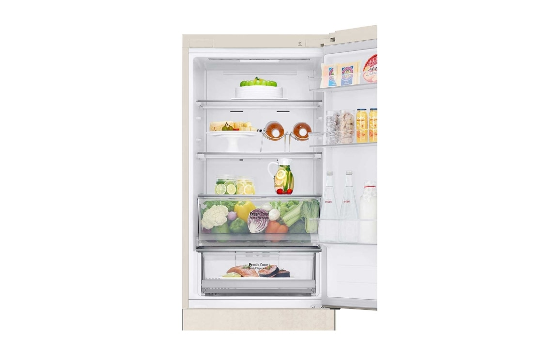 LG 377 л, Холодильник LG DoorCooling⁺ с нижней морозильной камерой, Гигиенический фильтр, Складная полка, Duct_Food, GC-B459AEMW, thumbnail 10