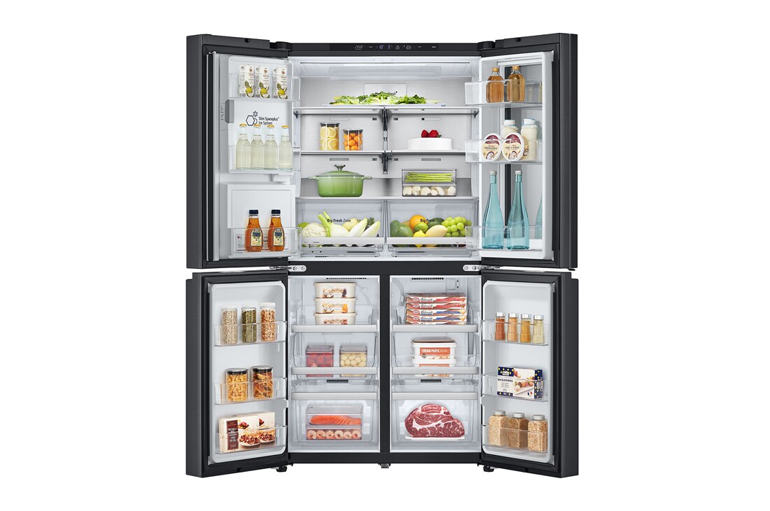 LG Холодильник GC-X24FFCBB | Объем 570л | Черная сталь | LG InstaView Door-in-Door | Диспенсер | Гигиенический фильтр | Metal Fresh, Ракурс с открытой дверцей Door-in-Door (продукты внутри), GC-X24FFCBB, thumbnail 2
