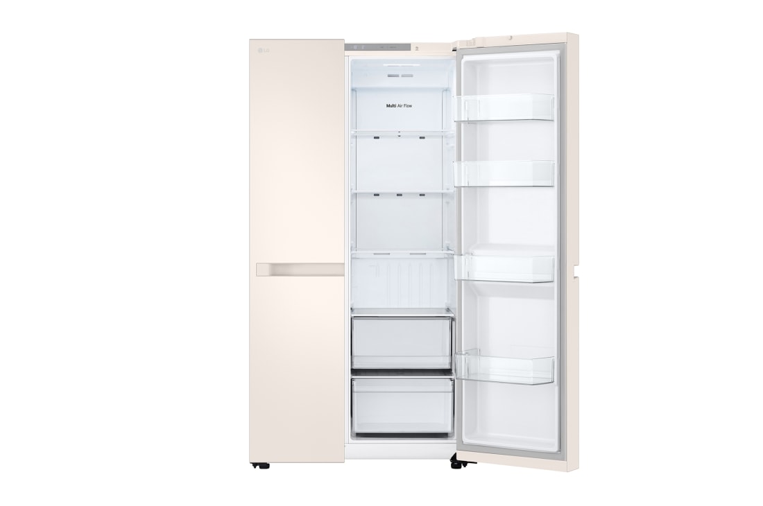 LG Холодильник LG GC-B257KEHW | Side by Side | Объем 658л | 913 × 1790 × 735 мм | Бежевый, Открытая правая дверца (продукты внутри), GC-B257KEHW, thumbnail 9