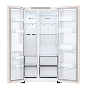 LG Холодильник LG GC-B257KEHW | Side by Side | Объем 658л | 913 × 1790 × 735 мм | Бежевый, Вид спереди (открытый), GC-B257KEHW, thumbnail 2