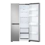 LG Холодильник LG GC-B257KMHW | Side by Side | Объем 658л | 913 × 1790 × 735 мм | Серебристый , Открытая правая дверца (продукты внутри), GC-B257KMHW, thumbnail 9