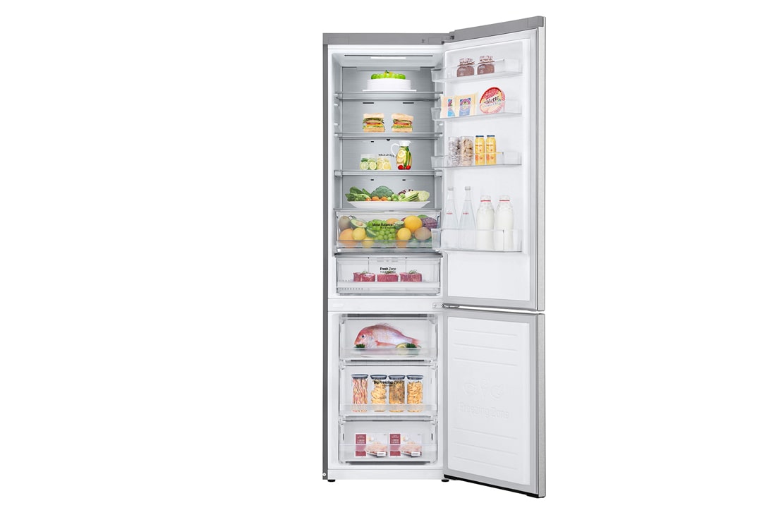 LG Холодильник LG GC-B459SMSM | 374 л | DoorCooling⁺ | Складная полка | LG ThinQ | Metal Fresh | Темный графит, Front open with food, GC-B459SMSM, thumbnail 2