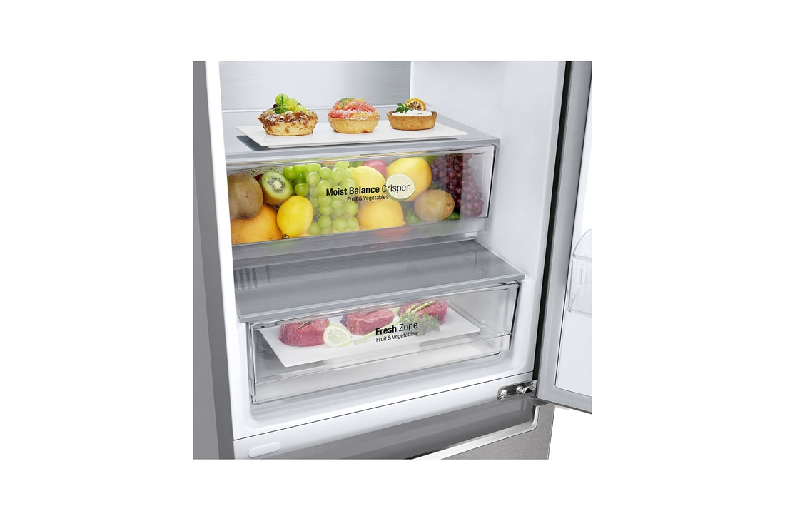 LG Холодильник LG GC-B459SMSM | 374 л | DoorCooling⁺ | Складная полка | LG ThinQ | Metal Fresh | Темный графит, bottom freezer with food, GC-B459SMSM, thumbnail 3