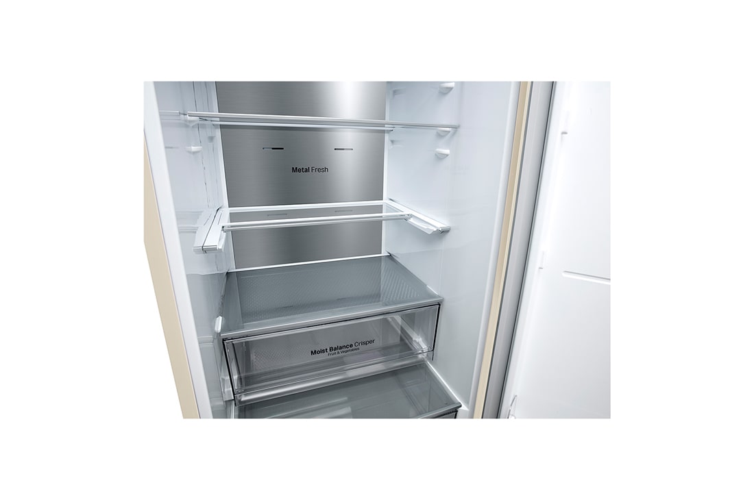 LG Холодильник LG GC-B459SESM | 374 л | DoorCooling⁺ | Складная полка | LG ThinQ | Metal Fresh | Бежевый, Top freezer with food, GC-B459SESM, thumbnail 10