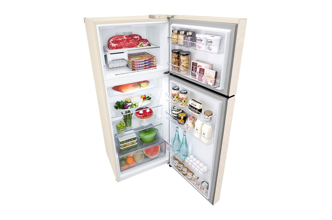 LG Холодильник GN-B392SEBB | 423л | DoorCooling+ | Гигиенический фильтр Hygiene Fresh | Умный инверторный компрессор, Морозильная камера (открытый ракурс с продуктами внутри), GN-B392SEBB, thumbnail 11