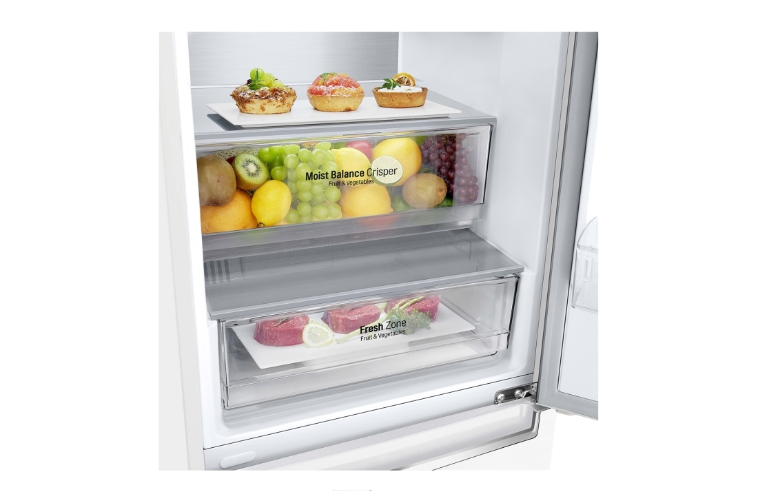 LG Холодильник LG GC-B459SQSM | 374 л | DoorCooling⁺ | Складная полка | LG ThinQ | Metal Fresh | Белый, LG Холодильник LG GC-B459SQSM | 374 л | DoorCooling⁺ | Складная полка | LG ThinQ | Metal Fresh | Белый, bottom Detail view, GC-B459SQSM, thumbnail 8, GC-B459SQSM, thumbnail 8