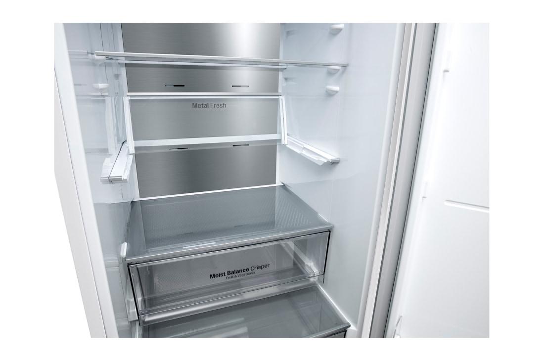 LG Холодильник LG GC-B459SQSM | 374 л | DoorCooling⁺ | Складная полка | LG ThinQ | Metal Fresh | Белый, LG Холодильник LG GC-B459SQSM | 374 л | DoorCooling⁺ | Складная полка | LG ThinQ | Metal Fresh | Белый, bottom Detail view, GC-B459SQSM, thumbnail 11, GC-B459SQSM, thumbnail 11