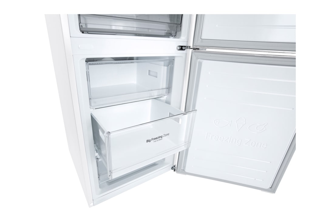 LG Холодильник LG GC-B459SQSM | 374 л | DoorCooling⁺ | Складная полка | LG ThinQ | Metal Fresh | Белый, LG Холодильник LG GC-B459SQSM | 374 л | DoorCooling⁺ | Складная полка | LG ThinQ | Metal Fresh | Белый, bottom Detail view, GC-B459SQSM, thumbnail 12, GC-B459SQSM, thumbnail 12