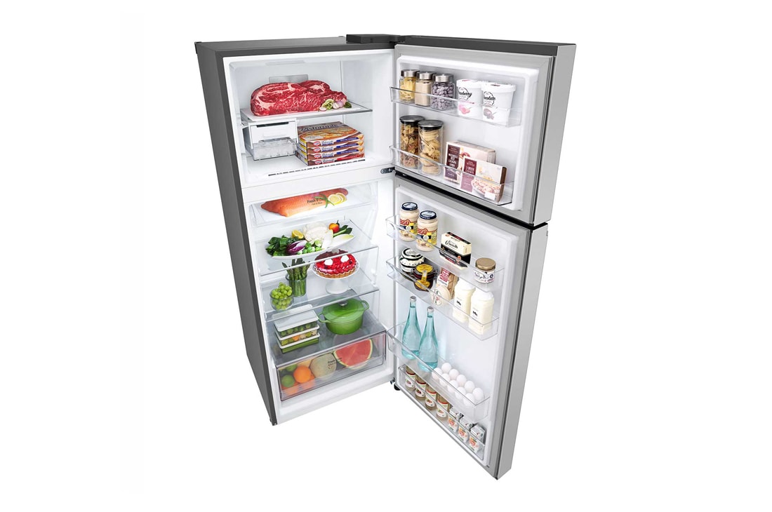 LG Холодильник GN-B392SMBB | 423л | DoorCooling+ | Гигиенический фильтр Hygiene Fresh | Умный инверторный компрессор |Серебристый, Морозильная камера (открытый ракурс с продуктами внутри), GN-B392SMBB, thumbnail 11
