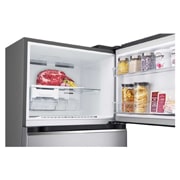 LG Холодильник GN-B392SMBB | 423л | DoorCooling+ | Гигиенический фильтр Hygiene Fresh | Умный инверторный компрессор |Серебристый, Открытая морозильная камера с системой Spaceplus и продуктами, GN-B392SMBB, thumbnail 6
