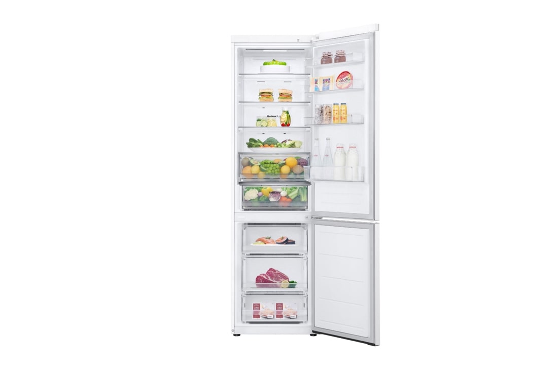 LG Холодильник GC-B509FQQW | Объем 422л | DoorCooling+ | Total No Frost | Белый | Складная полка, front open with food, GC-B509FQQW, thumbnail 3