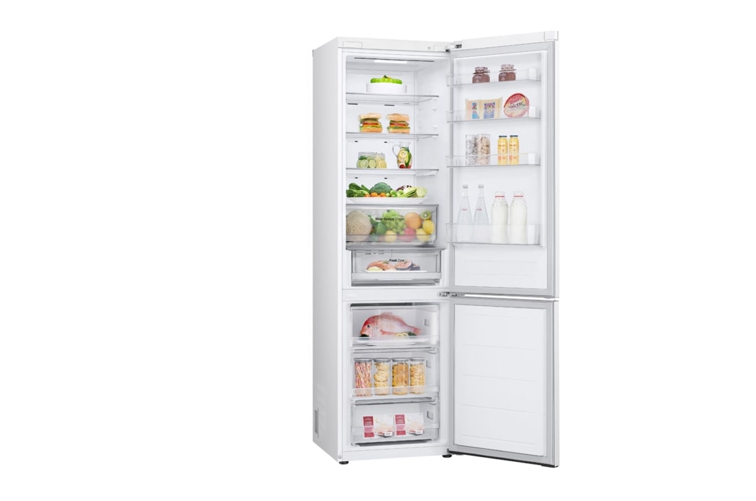 LG Холодильник GC-B509FQQW | Объем 422л | DoorCooling+ | Total No Frost | Белый | Складная полка, left open with food, GC-B509FQQW, thumbnail 5