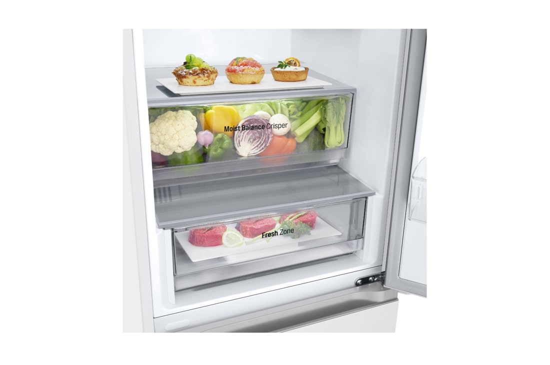 LG Холодильник GC-B509FQQW | Объем 422л | DoorCooling+ | Total No Frost | Белый | Складная полка, with food, GC-B509FQQW, thumbnail 11