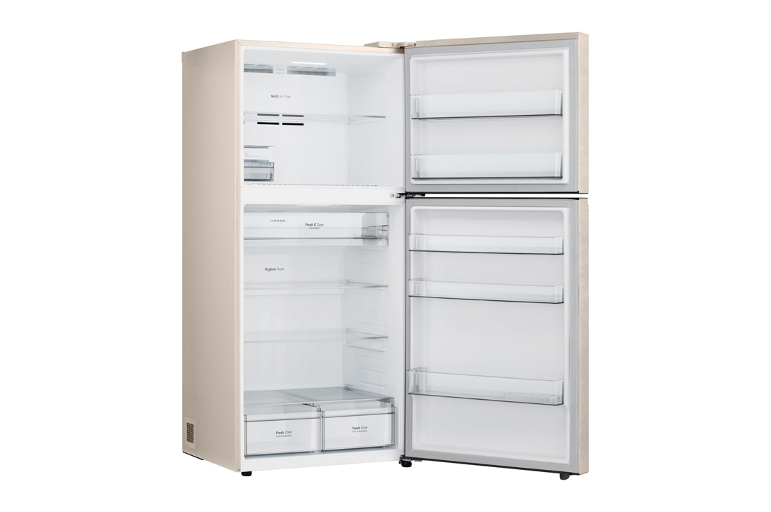LG Холодильник LG GR-B922FEBM | 612л | DoorCоoling+ | Бежевый, Холодильник GR-B922FEBM полуразворот влево, двери открыты, пустые полки , GR-B922FEBM, thumbnail 8