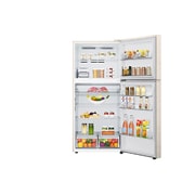 LG Холодильник LG GR-B922FEBM | 612л | DoorCоoling+ | Бежевый, Холодильник GR-B922FEBM вид спереди, двери открыты, заполненные полки, GR-B922FEBM, thumbnail 3