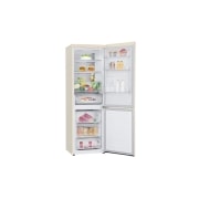 LG Холодильник LG GA-B459SEQM | Объем 374 л | Охлаждение двери DoorCooling+| Складная полка | Бежевый, Холодильник GA-B459SEQM полуразворот влево, двери открыты, заполненные полки , GA-B459SEQM, thumbnail 9