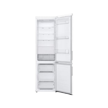 LG Холодильник LG GA-B509CQYL | Объем 419 л | Равномерное охлаждение двери | Белый, Холодильник GA-B509CQYL вид спереди, двери открыты, пустые полки, GA-B509CQYL, thumbnail 5