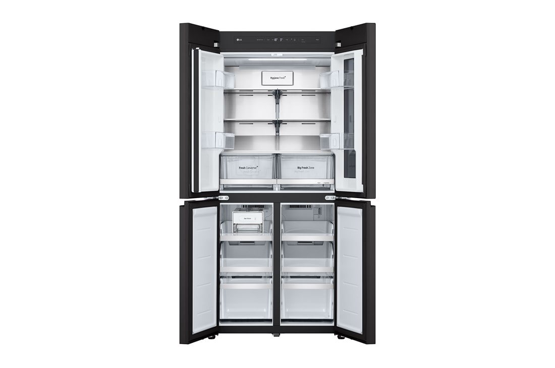LG Холодильник LG GC-V22FHBBM | Многодверный | Объем 575 л | InstaView | Черный, front door open without food, GC-V22FHBBM, thumbnail 9