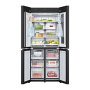 LG Холодильник LG GC-V22FHBBM | Многодверный | Объем 575 л | InstaView | Черный, front door open with food, GC-V22FHBBM, thumbnail 10