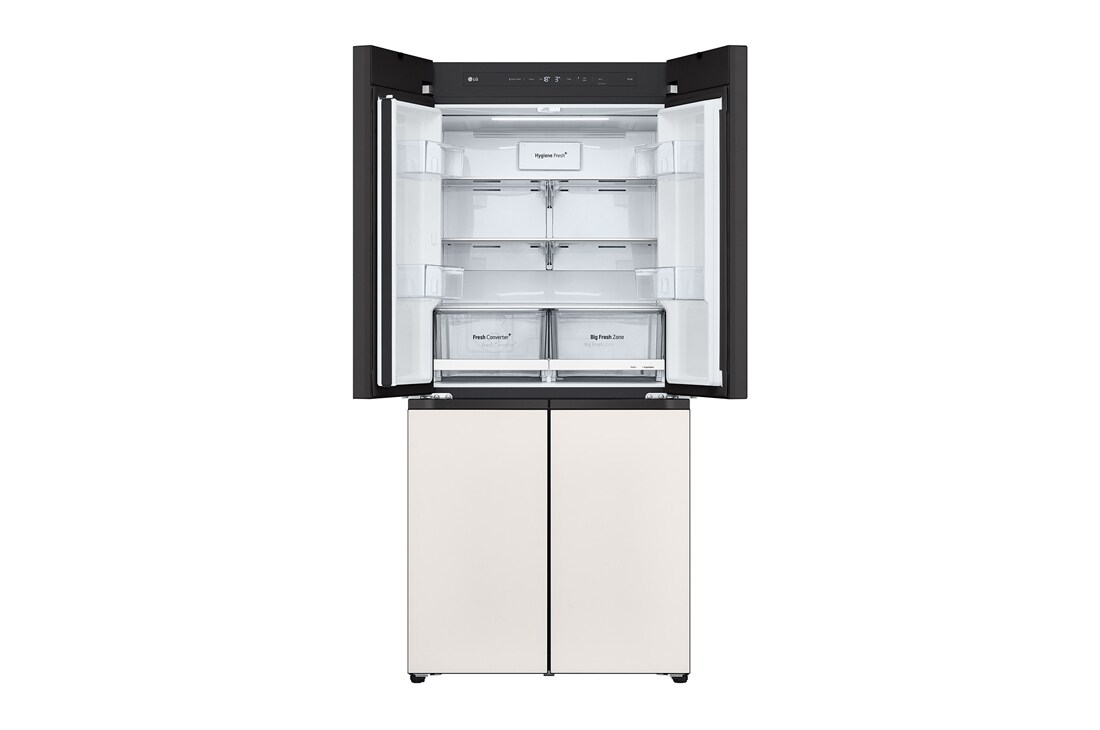 LG Холодильник LG GC-B22FHEGM | Многодверный | Объем 571 л | Закаленное стекло | Бежевый, top view with food, GC-B22FHEGM, thumbnail 6