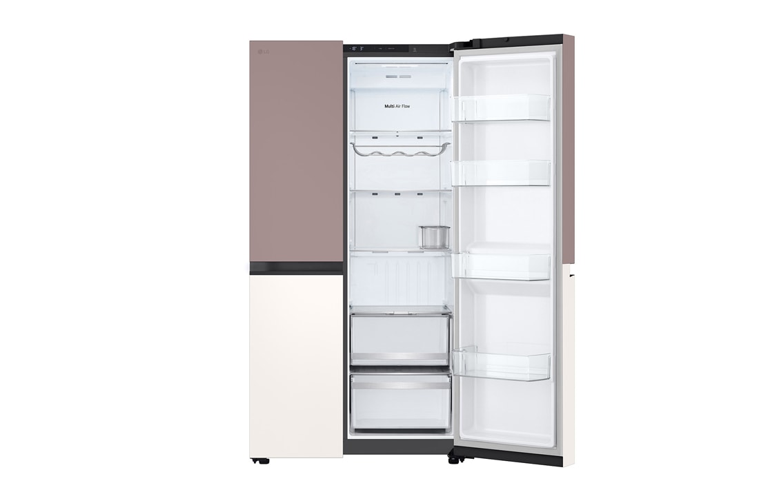 LG Холодильник LG GC-B277BPUM | C боковой морозильной камерой | Объем 703 л | Глиняно-розовый - бежевый, top view without food, GC-B277BPUM, thumbnail 5