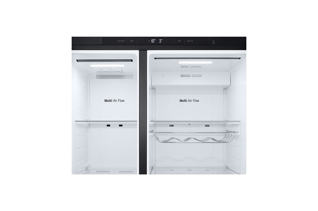 LG Холодильник LG GC-B277BPUM | C боковой морозильной камерой | Объем 703 л | Глиняно-розовый - бежевый, front door open without food, GC-B277BPUM, thumbnail 9
