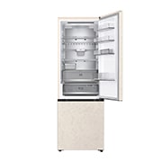 LG Холодильник LG GC-B640FEKM | C нижней морозильной камерой | Объем 513 л | Бежевый, Холодильник GC-B640FEKM вид спереди, нижняя дверь открыта, пустые ящики, GC-B640FEKM, thumbnail 7