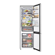 LG Холодильник LG GC-B640FMKM | C нижней морозильной камерой | Объем 513 л | Серебристый, Холодильник GC-B640FMKM вид спереди, двери открыты, заполненные полки, GC-B640FMKM, thumbnail 6