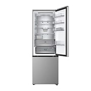 LG Холодильник LG GC-B640FMKM | C нижней морозильной камерой | Объем 513 л | Серебристый, Холодильник GC-B640FMKM вид спереди, верхняя дверь открыта, пустые полки, GC-B640FMKM, thumbnail 7