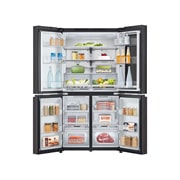 LG  Холодильник LG GC-V24FGGHB | Многодверный | Объем 721 л | Глиняно-коричневый - бежевый, Холодильник GC-V24FGGHB двери открыты, заполненные полки, GC-V24FGGHB, thumbnail 9