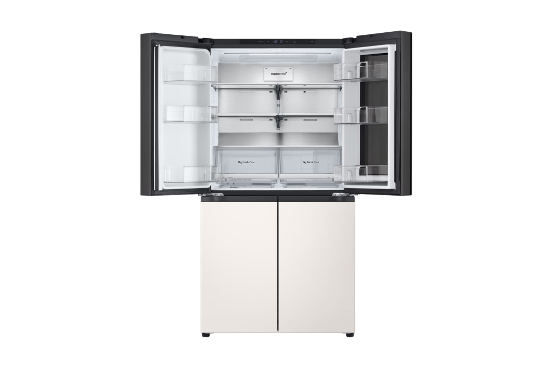 LG  Холодильник LG GC-V24FGGHB | Многодверный | Объем 721 л | Глиняно-коричневый - бежевый, Холодильник GC-V24FGGHB верхние двери открыты, пустые полки, GC-V24FGGHB, thumbnail 6