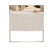 LG Телевизор LG 65ART90E6QA 65'' OLED Objet Collection Easel, Вид спереди на телевизор Easel в линейном режиме и отображением времени с бежевой архитектурной темой., 65ART90E6QA, thumbnail 2