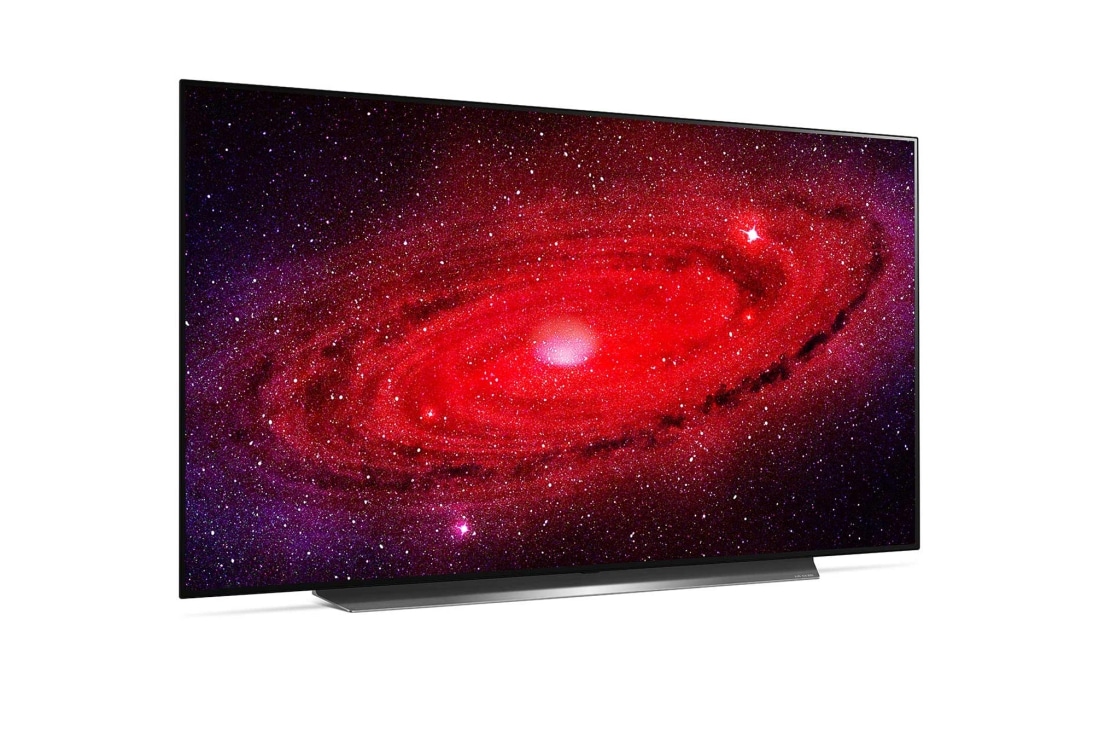 LG OLED телевизор 55'' LG OLED55CXRLA, вид сбоку под углом 30 градусов с изображением на экране, OLED55CXRLA, thumbnail 6