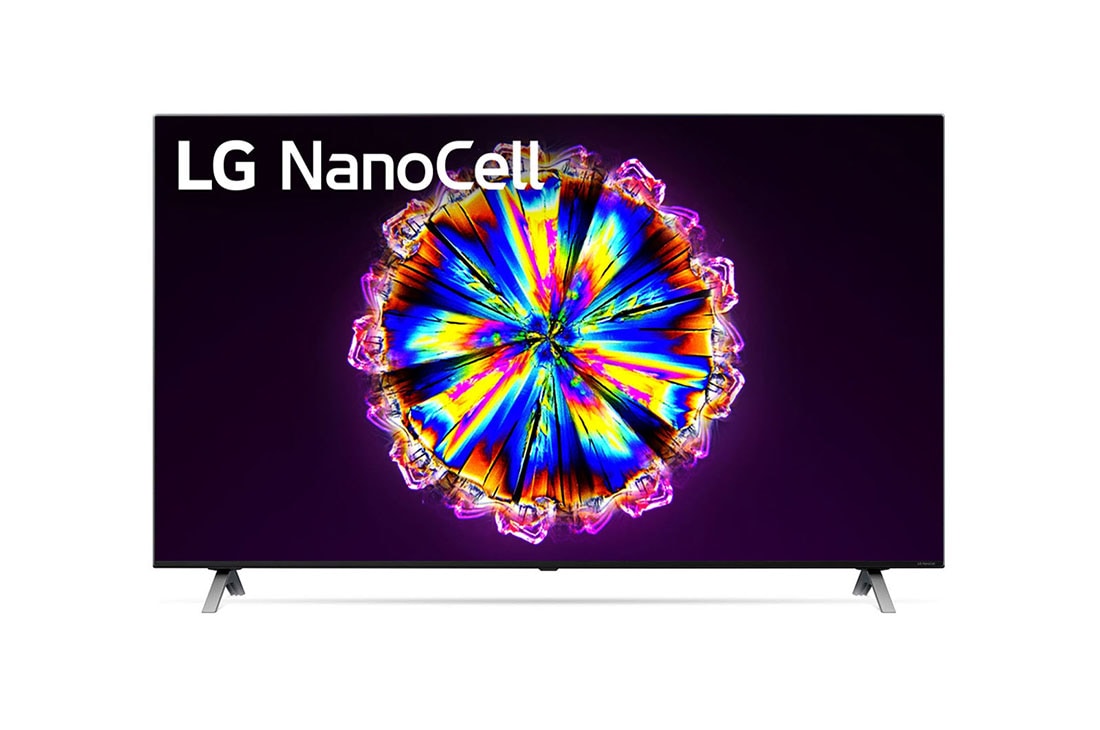 LG NanoCell 4K телевизор LG 65'', вид спереди с изображением на экране, 65NANO906NA