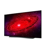 LG 4K Smart OLED телевизор 77'' LG CX OLED77CXRLA, вид сбоку под углом 30 градусов с изображением на экране, OLED77CXRLA, thumbnail 2
