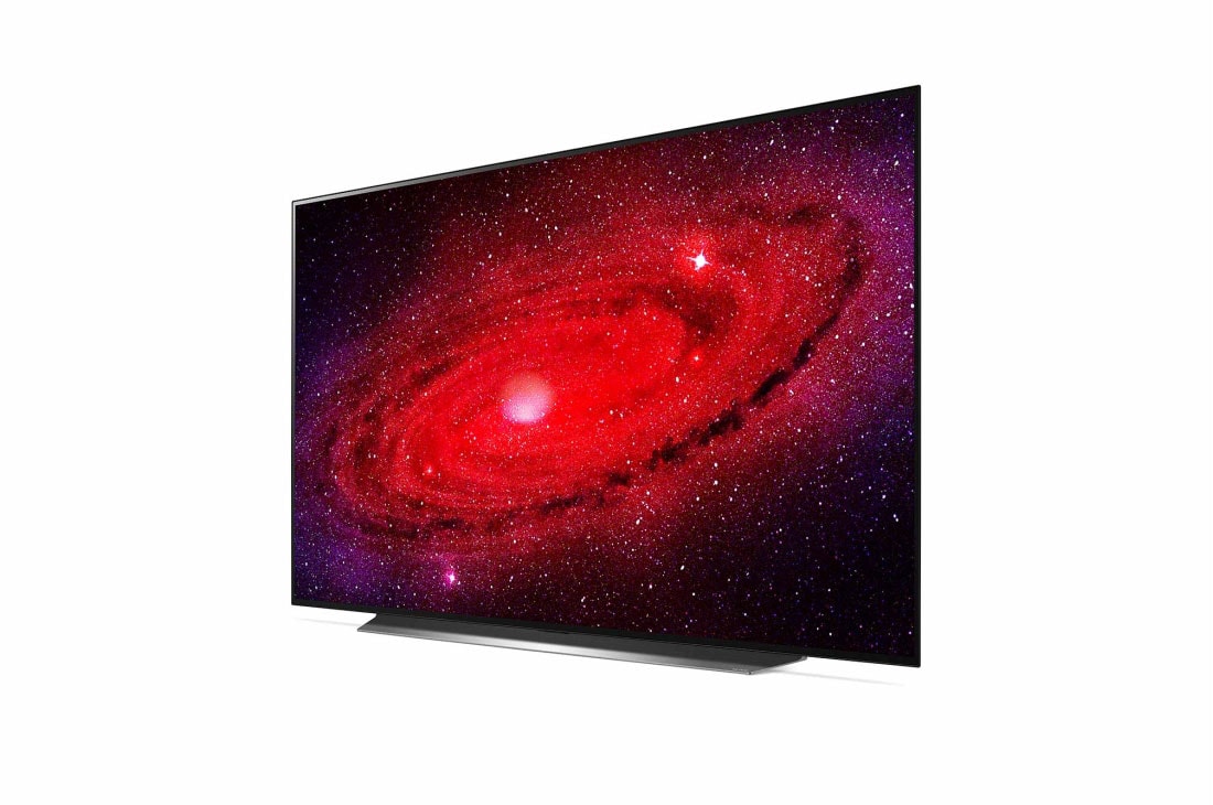 LG 4K Smart OLED телевизор 77'' LG CX OLED77CXRLA, вид сбоку под углом 60 градусов с изображением на экране, OLED77CXRLA, thumbnail 3