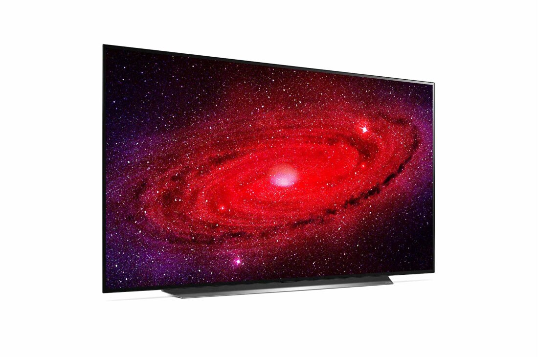LG 4K Smart OLED телевизор 77'' LG CX OLED77CXRLA, вид сбоку под углом 30 градусов с изображением на экране, OLED77CXRLA, thumbnail 6