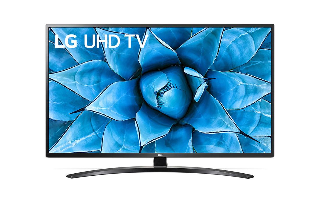 LG UHD телевизор LG 43'', вид спереди с изображением на экране, 43UN74006LA