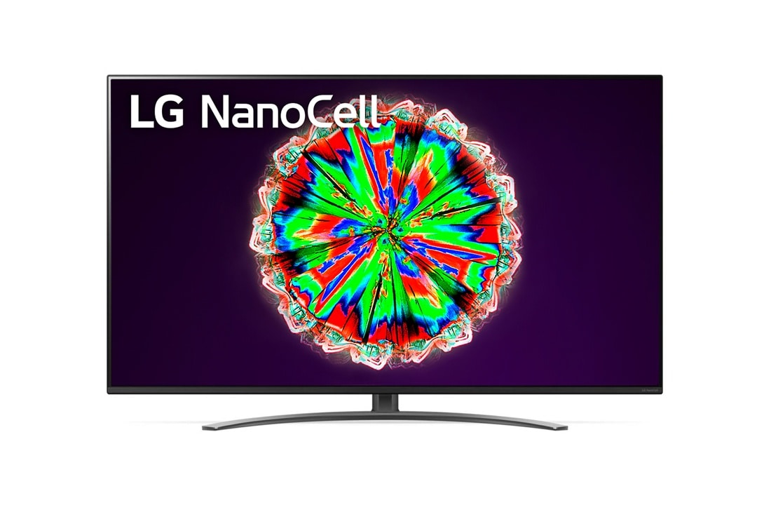 LG NanoCell 4K телевизор LG 49'', вид спереди с изображением на экране, 49NANO816NA