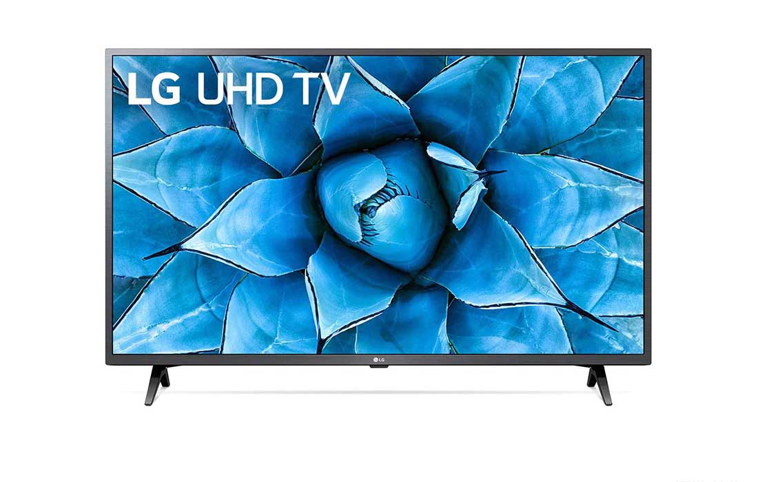 LG 4K Ultra HD телевизор LG 43'', вид спереди с изображением на экране, 43UN73506LD