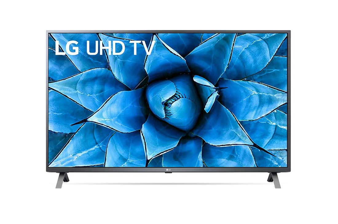 LG UN73 50'' 4K Smart UHD TV, вид спереди с изображением на экране, 50UN73506LB