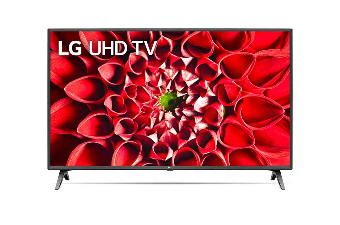 LG UN71 70'' 4K Smart UHD TV, вид спереди с изображением на экране, 70UN71006LA