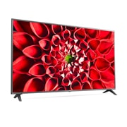 LG UN71 70'' 4K Smart UHD TV, вид сбоку под углом 30 градусов с изображением на экране, 70UN71006LA, thumbnail 6