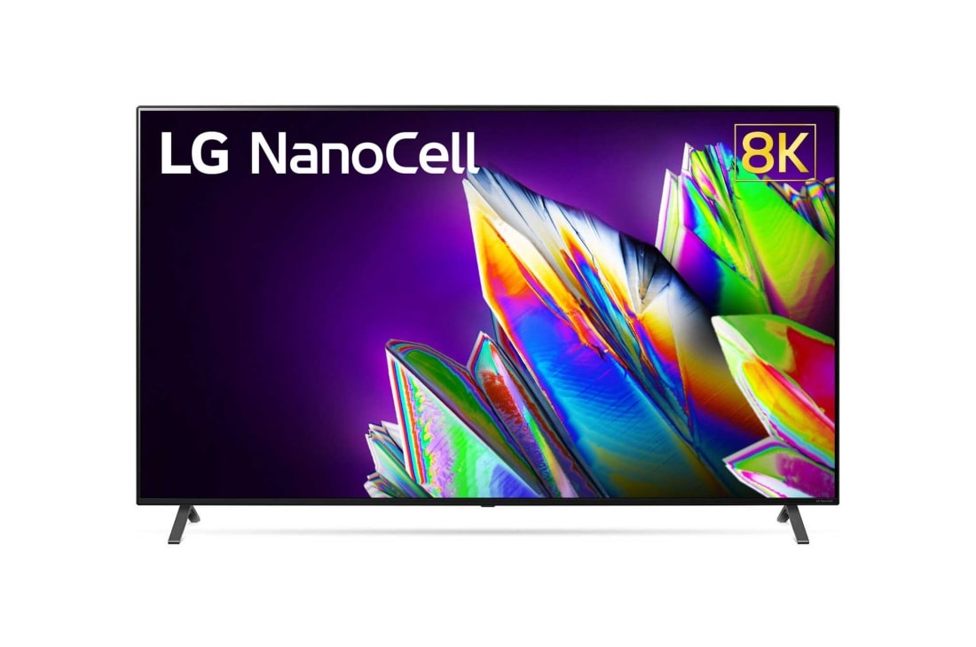 LG Nano97 75'' 8K NanoCell телевизор, вид спереди с изображением на экране, 75NANO976NA