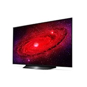 LG CX 48'' 4K Smart OLED телевизор, вид сбоку под углом 60 градусов с изображением на экране, OLED48CXRLA, thumbnail 3