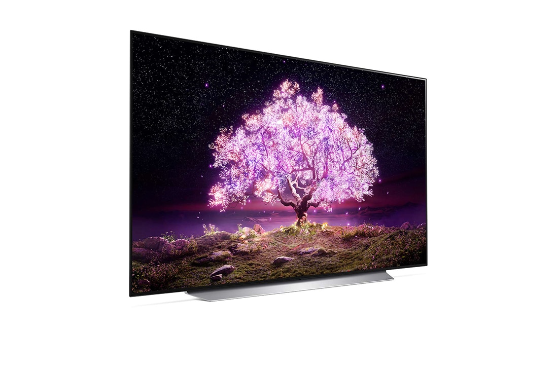 LG 4K OLED телевизор 77'' LG OLED77C1RLA, вид сбоку под углом 30 градусов, OLED77C1RLA, thumbnail 5