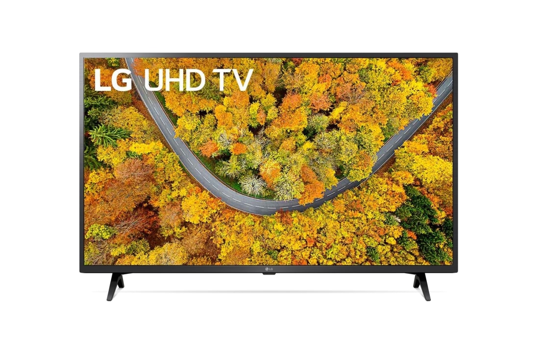 LG  LG UP76 43'' 4K Smart UHD телевизор, вид спереди с изображением на экране, 43UP76006LC