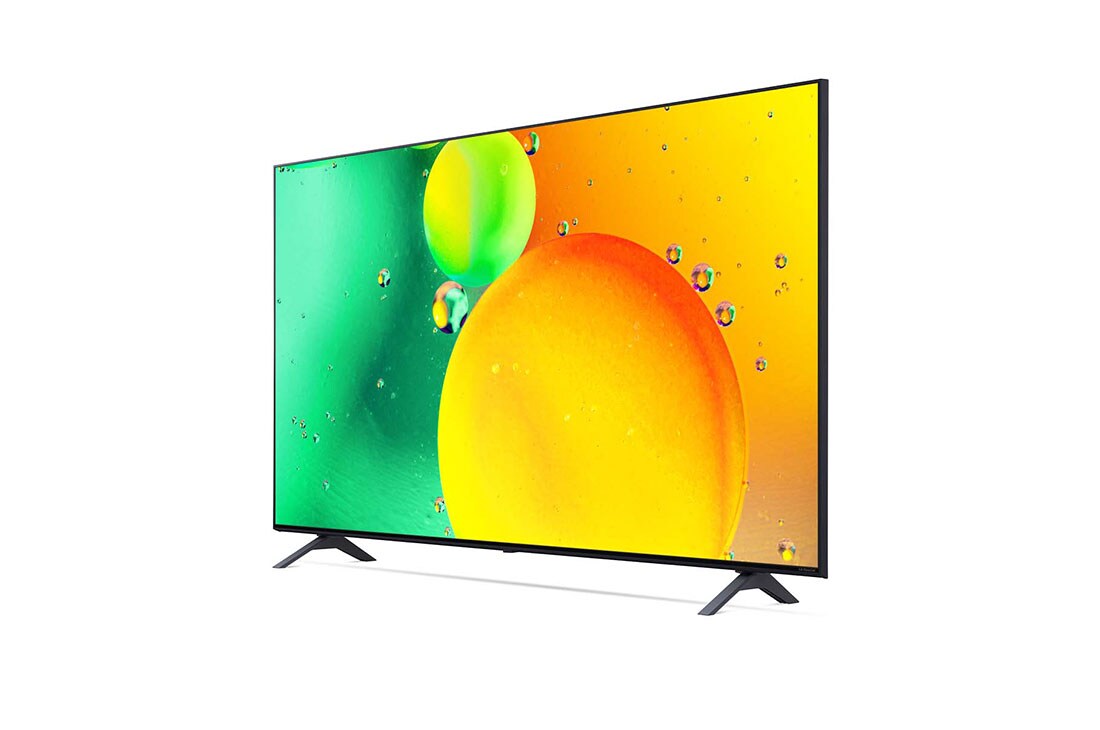 LG 4K NanoCell телевизор 65'' LG 65NANO756QA, вид под углом 30 градусов с изображением на экране, 65NANO756QA, thumbnail 3